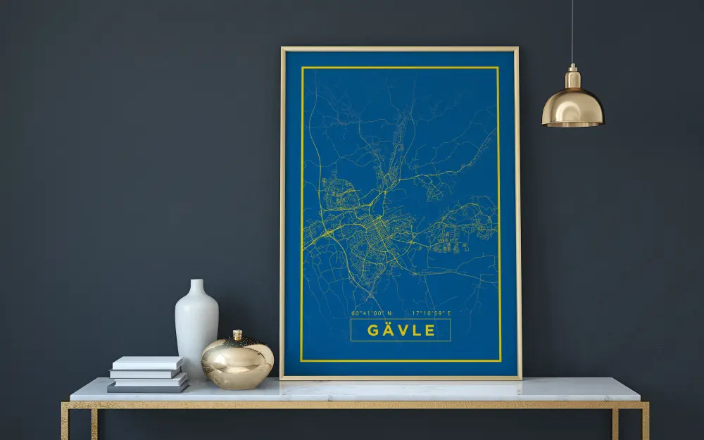 Karta - Gävle - Blå Poster