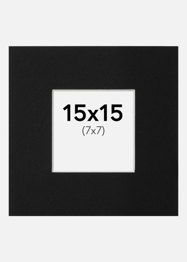 Passepartout Svart Standard (Vit Kärna) 15x15 cm (7x7)