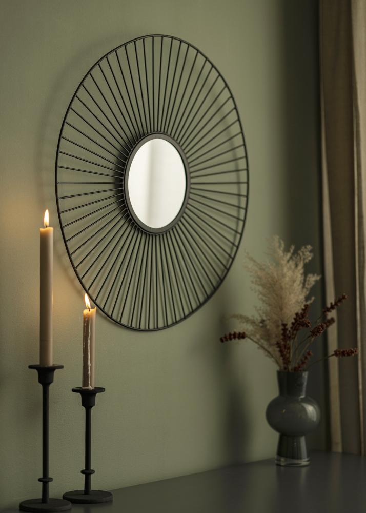 KAILA Rund Spegel Lines - Svart 60 cm Ø