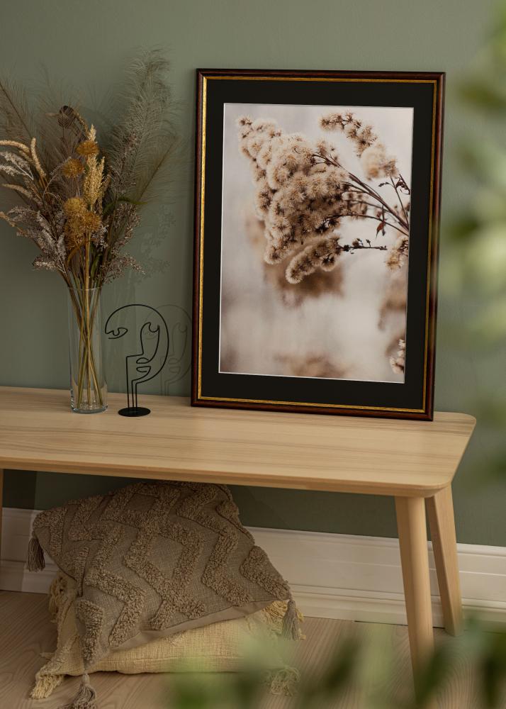 Ram Siljan Brun 60x60 cm - Passepartout Svart 50x50 cm