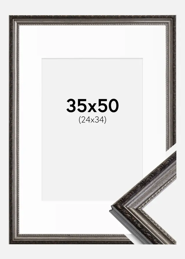 Ram Abisko Silver 35x50 cm - Passepartout Vit 25x35 cm