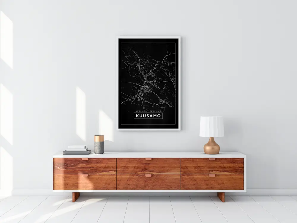 Karta - Kuusamo - Svart Poster