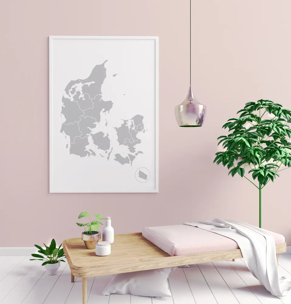 Karta - Danmark - Grå Poster