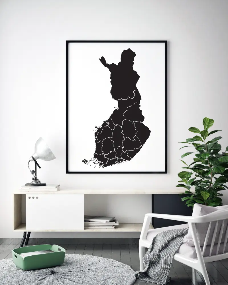 Karta - Finland - Svart Poster