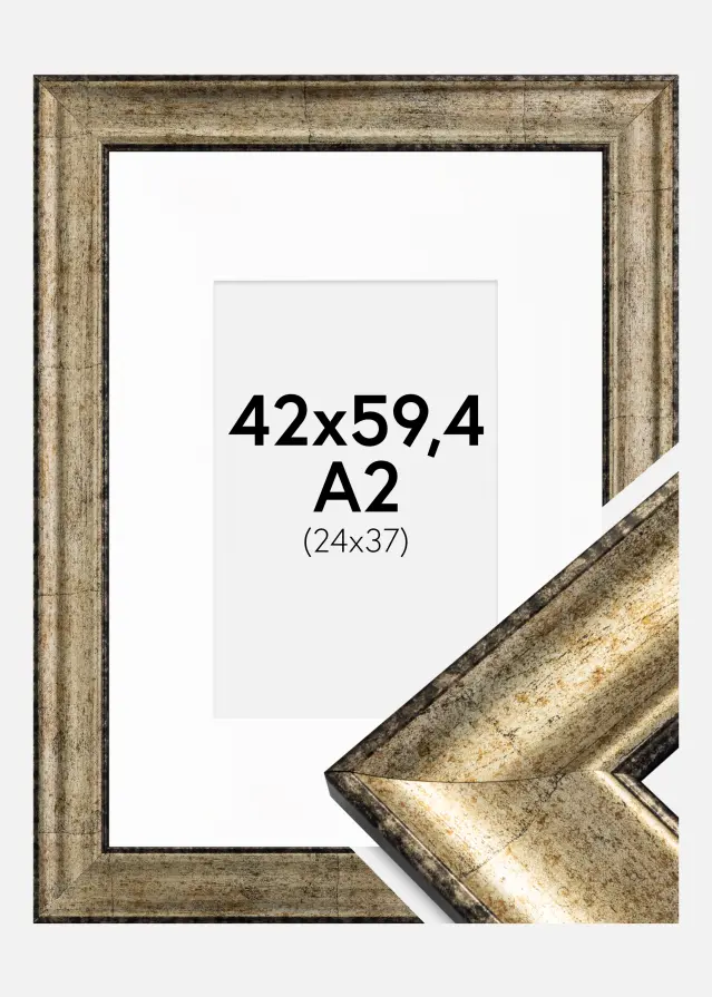 Ram Saltsjöbaden Antikguld 42x59,4 cm (A2) - Passepartout Vit 25x38 cm
