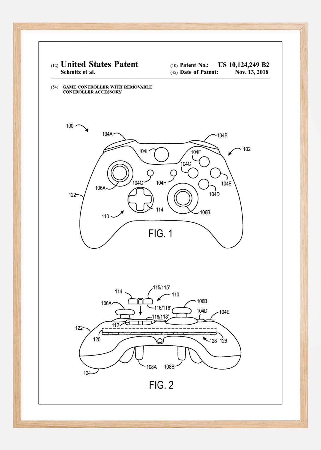 Patent Print - Game Controller III - White Poster (40x50 cm)