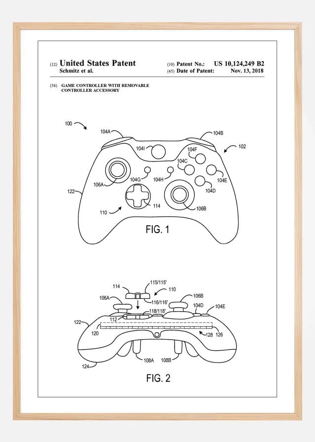 Patent Print - Game Controller III - White Poster