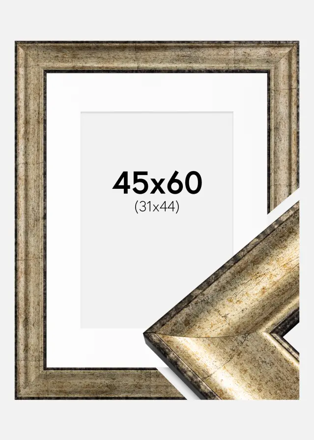 Ram Saltsjöbaden Antikguld 45x60 cm - Passepartout Vit 32x45 cm