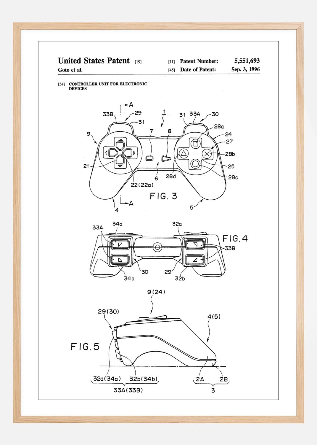 Patent Print - Game Controller II - White Poster (40x50 cm)