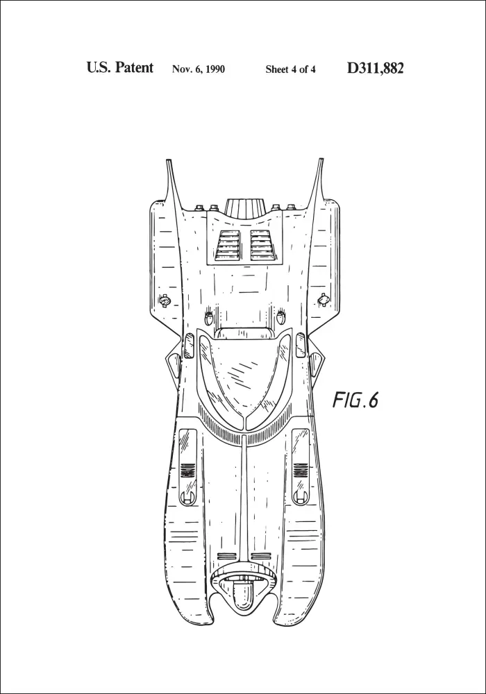 Patentritning - Batman - Batmobile 1990 IIII Poster