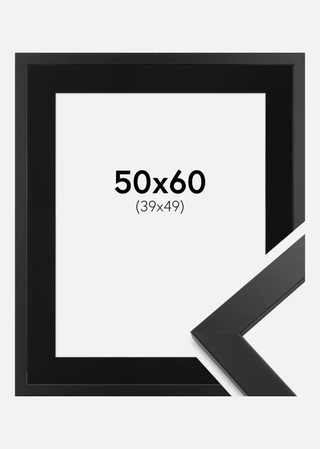 Ram Black Wood 50x60 cm - Passepartout Svart 40x50 cm