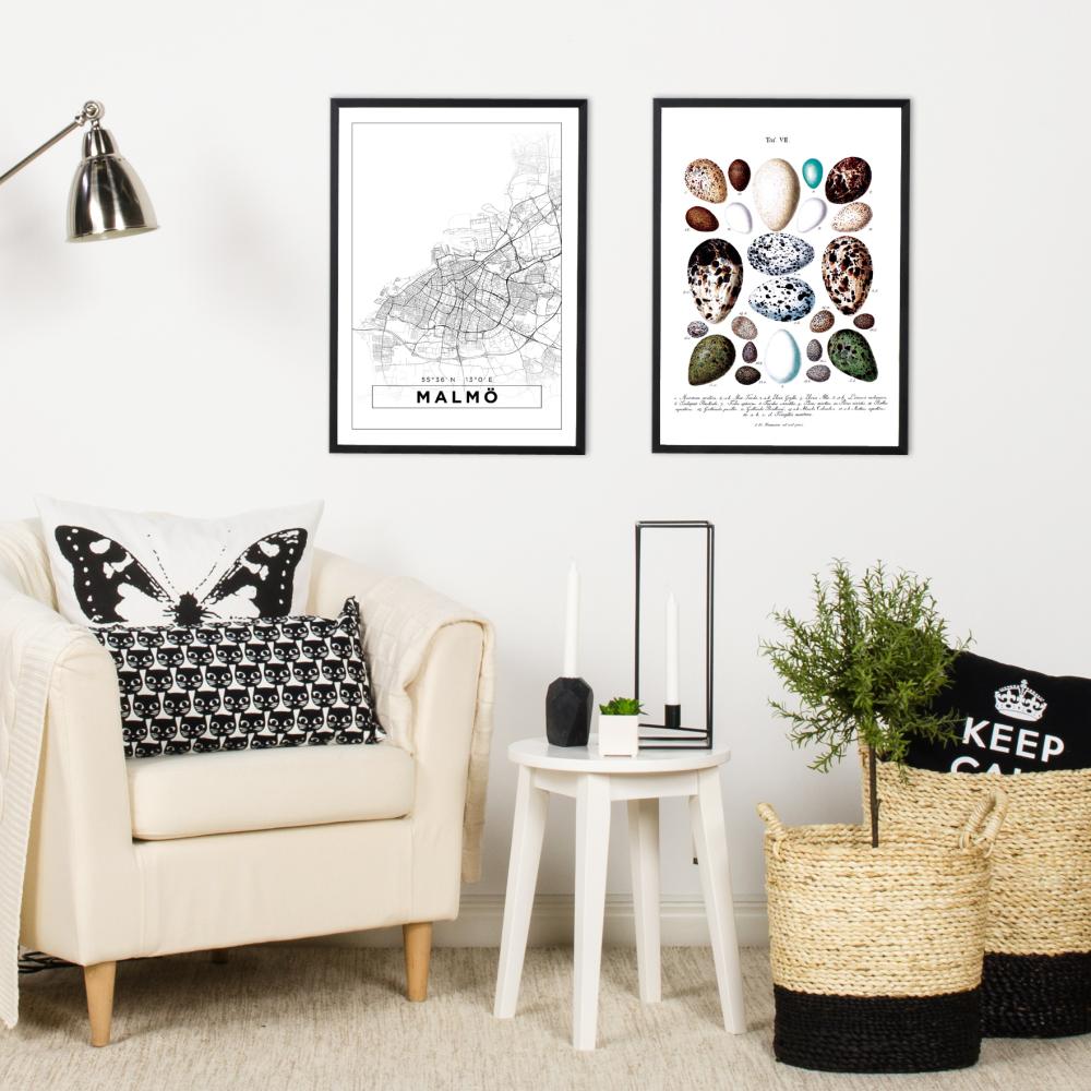 Karta - Malmö - Vit Poster