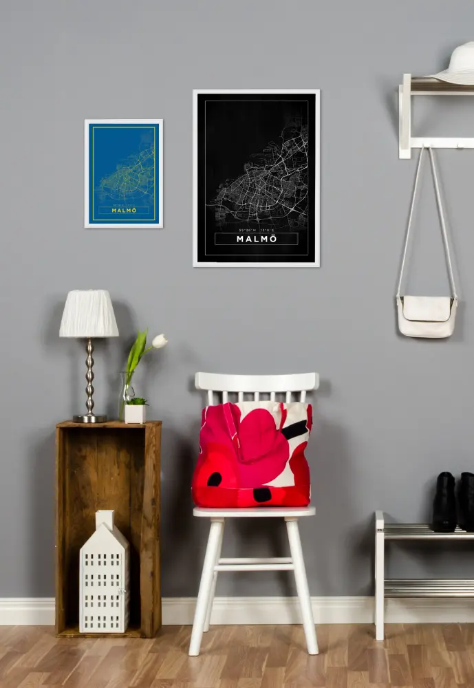 Karta - Malmö - Svart Poster