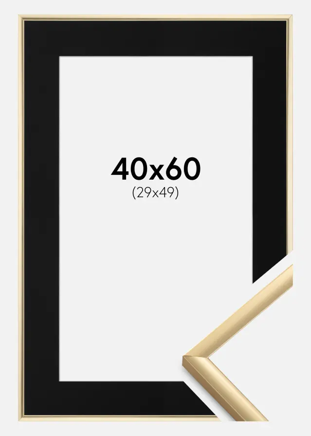 Ram New Lifestyle Guld 40x60 cm - Passepartout Svart 30x50 cm