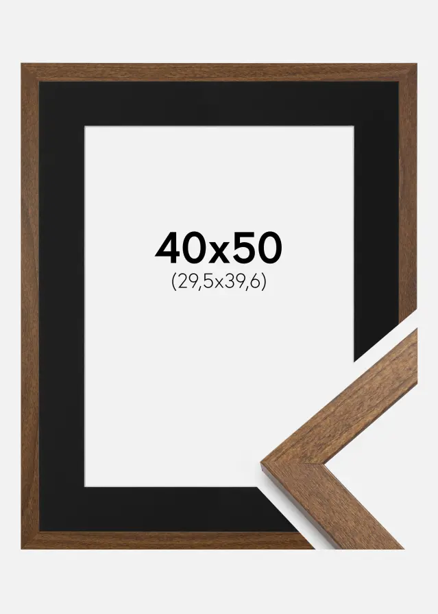 Ram Stilren Warm Brown 40x50 cm - Passepartout Svart 12x16 inches