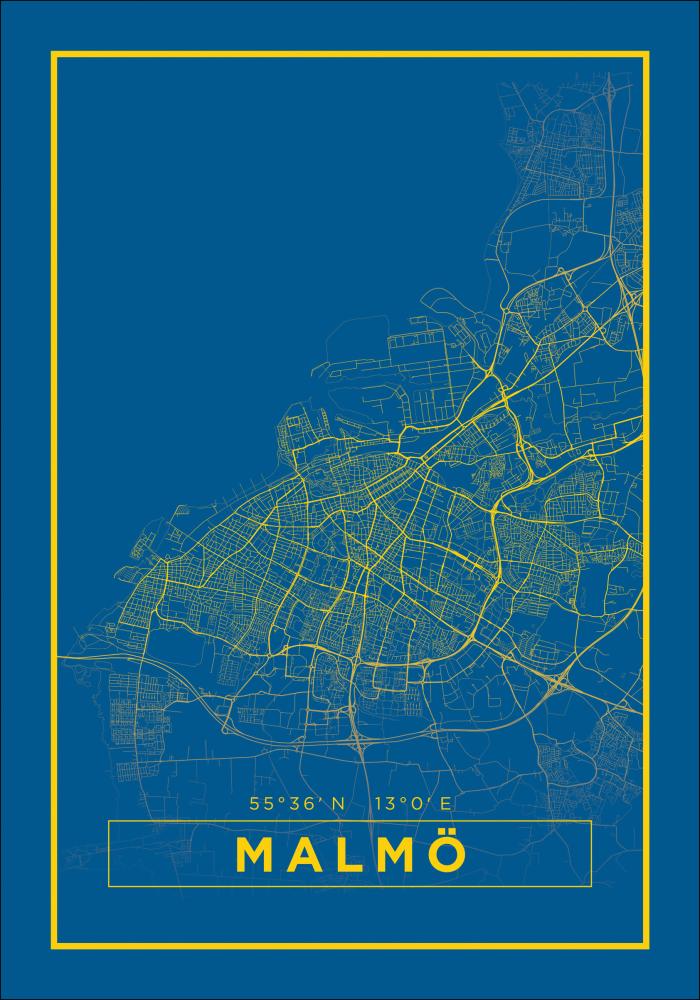 Karta - Malmö - Blå Poster