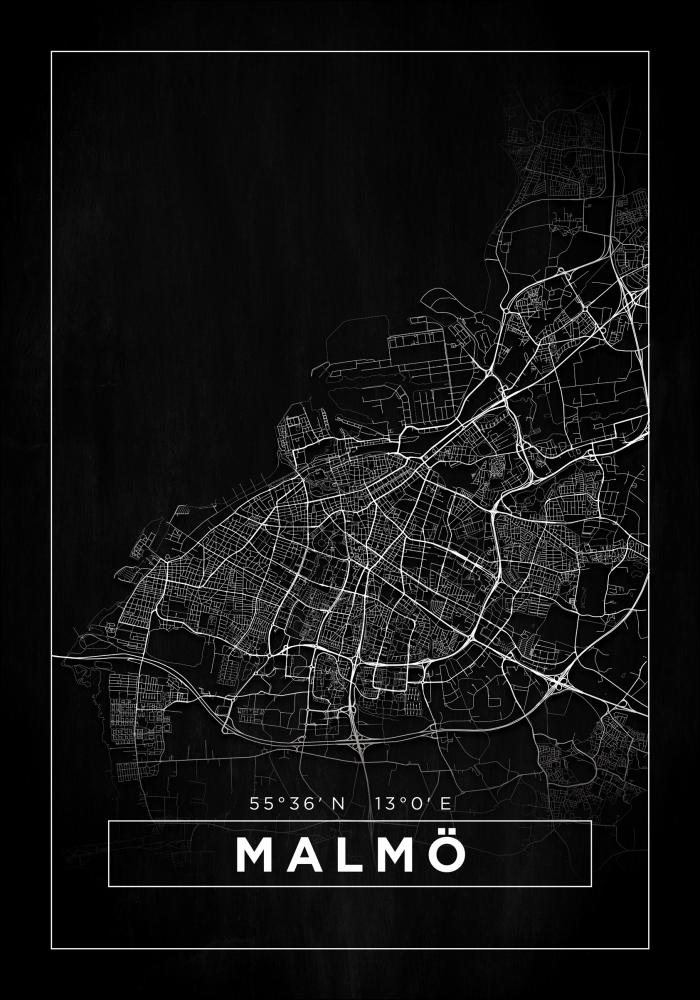 Karta - Malmö - Svart Poster