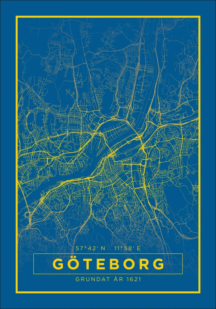 Karta - Göteborg - Blå Poster