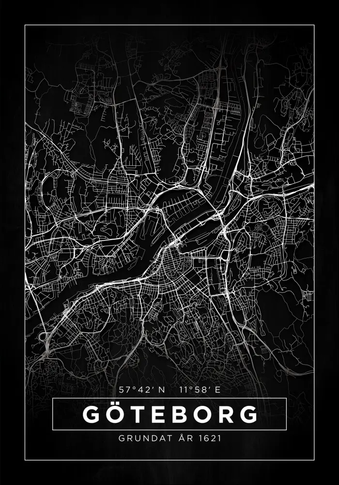 Karta - Göteborg - Svart Poster