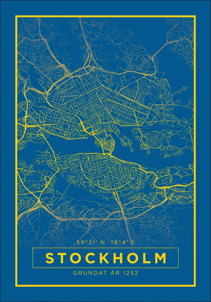 Karta - Stockholm - Blå Poster