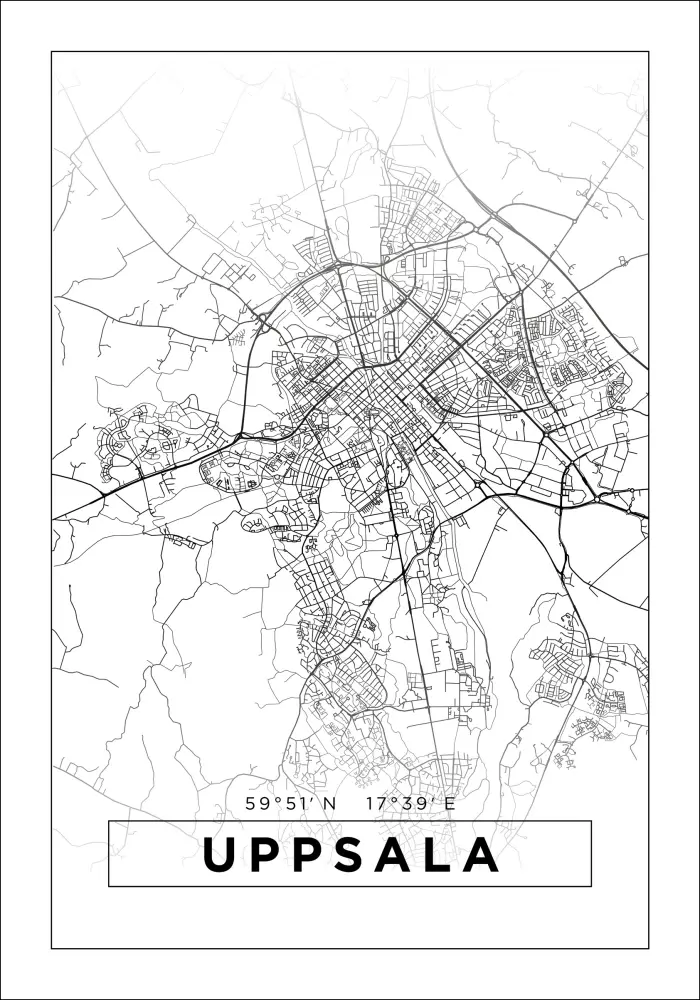 Karta - Uppsala - Vit Poster