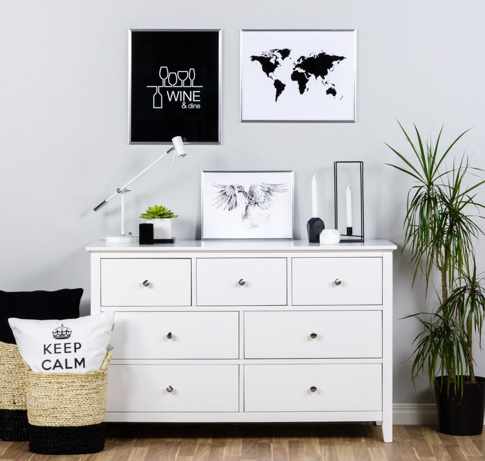 Wine & dine - Svart med vitt tryck Poster