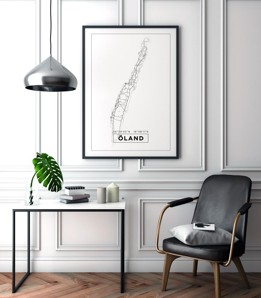 Karta - Öland - Vit Poster