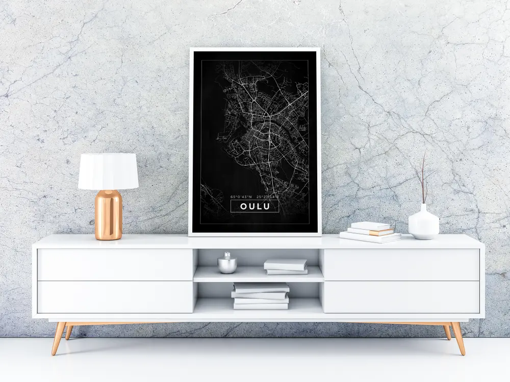 Karta - Oulu - Svart Poster