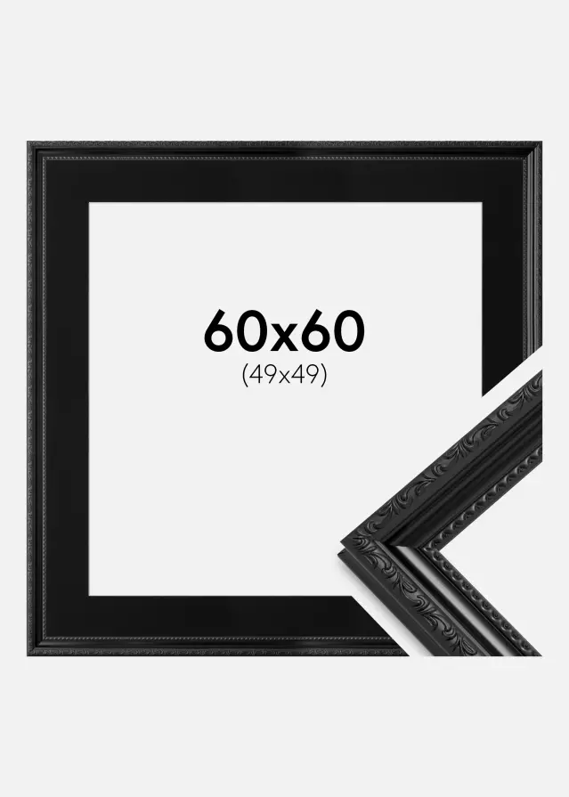 Ram Abisko Svart 60x60 cm - Passepartout Svart 50x50 cm