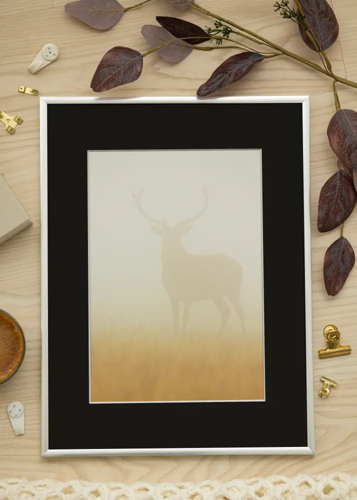 Ram New Lifestyle Silver 30x40 cm - Passepartout Svart 21x29,7 cm (A4)