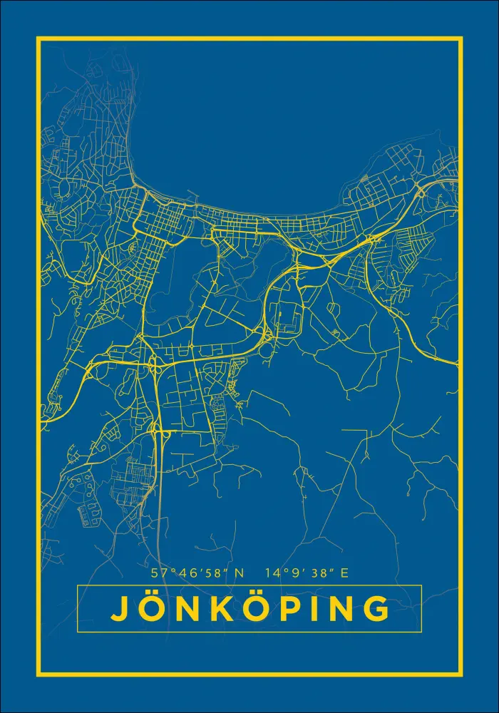 Karta - Jönköping - Blå Poster