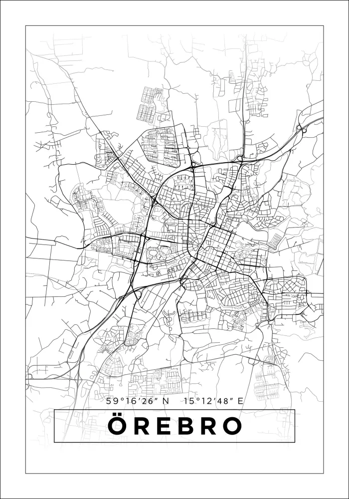 Karta - Örebro - Vit Poster