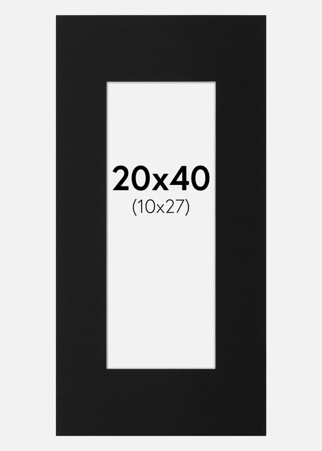 Passepartout Svart Standard (Vit Kärna) 20x40 cm (10x27)
