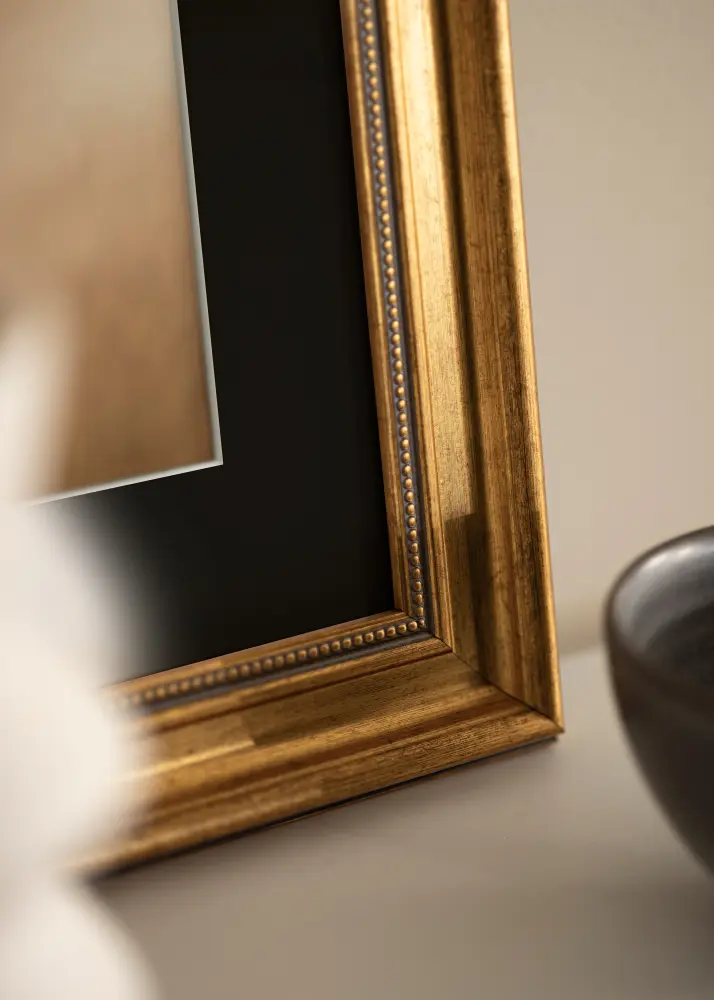 Ram Rokoko Guld 30x40 cm - Passepartout Svart 21x29,7 cm (A4)