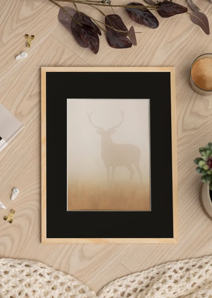 Ram Galant Furu 30x40 cm - Passepartout Svart 21x29,7 cm (A4)