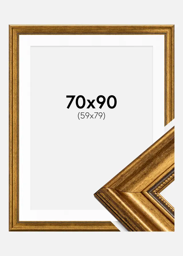 Ram Rokoko Guld 70x90 cm - Passepartout Vit 60x80 cm