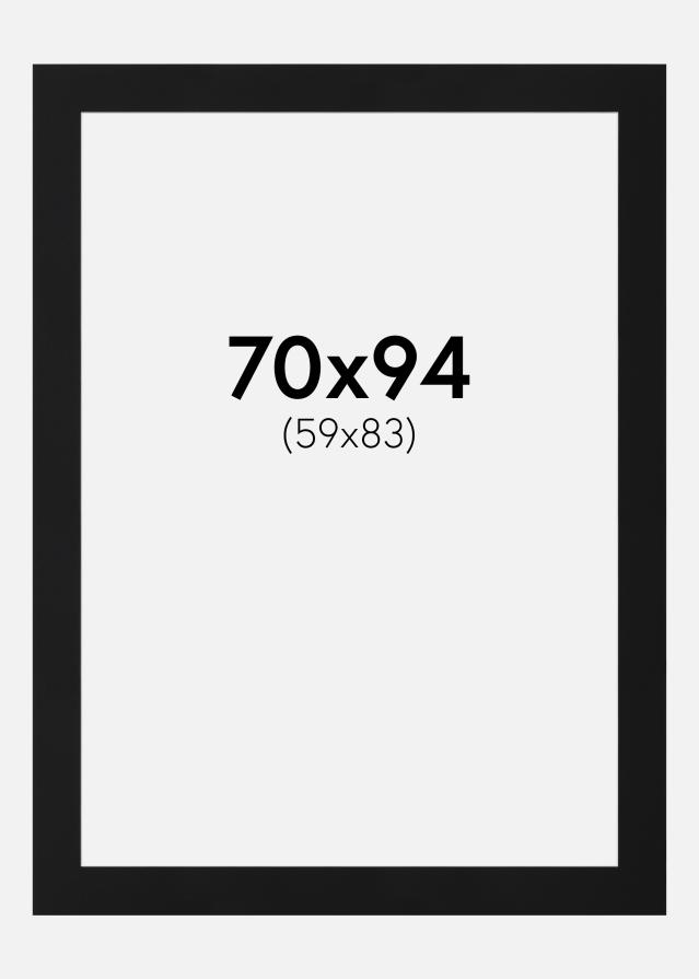 Passepartout Svart Standard (Vit Kärna) 70x94 cm (59x83)