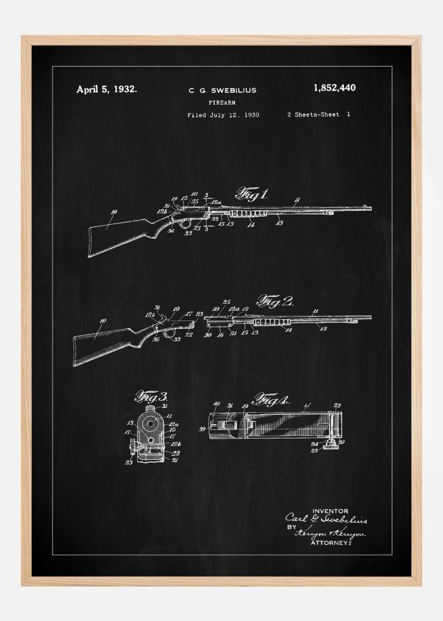 Patentritning - Gevär I - Svart Poster