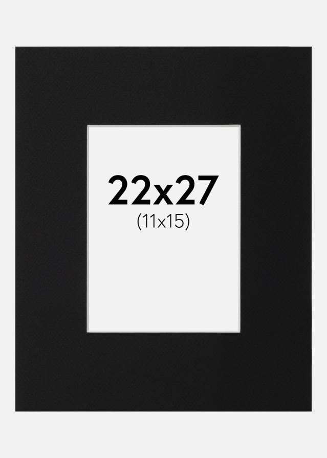 Passepartout Svart Standard (Vit Kärna) 22x27 cm (11x15)