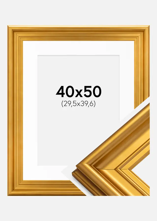 Ram Mora Premium Guld 40x50 cm - Passepartout Vit 12x16 inches