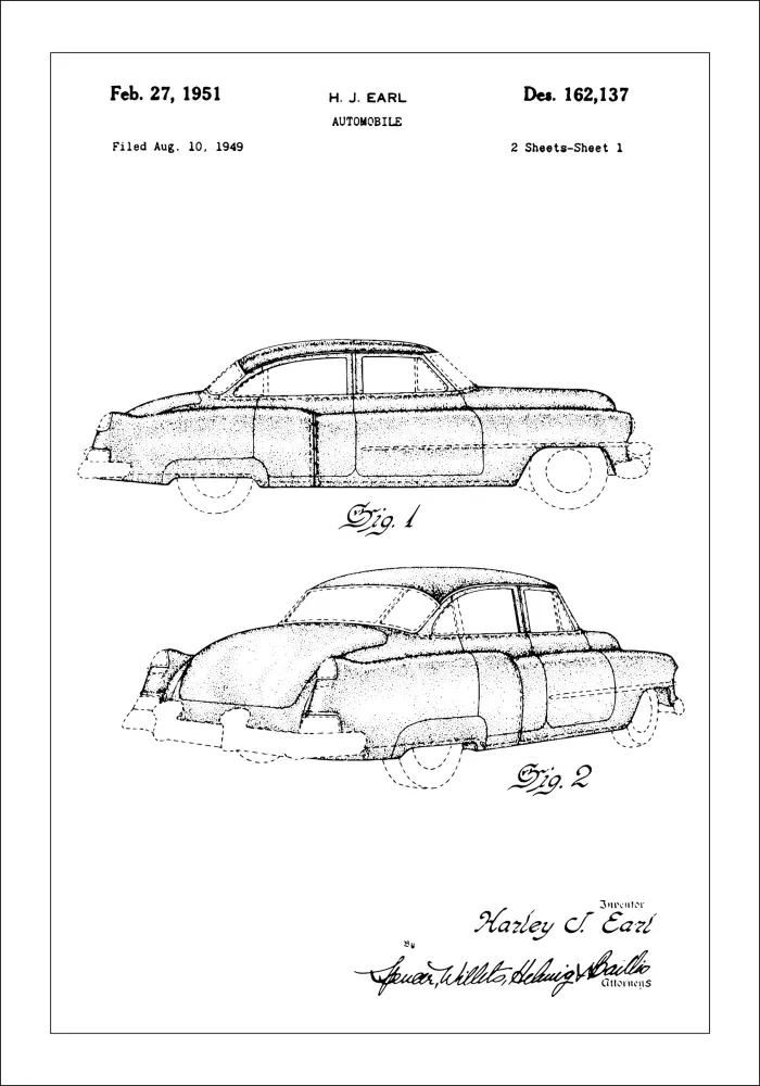 Patentritning - Cadillac I Poster