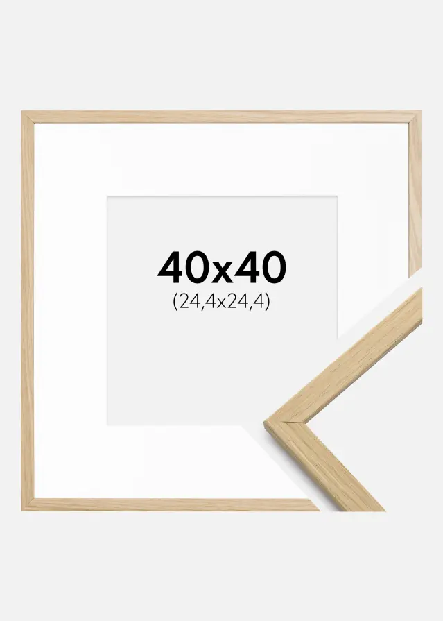 Ram Edsbyn Ek 40x40 cm - Passepartout Vit 10x10 inches