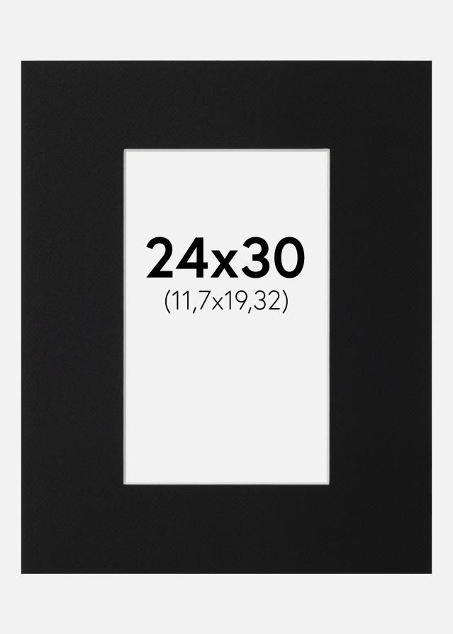 Passepartout Svart Standard (Vit Kärna) 24x30 cm (11,7x19,32)