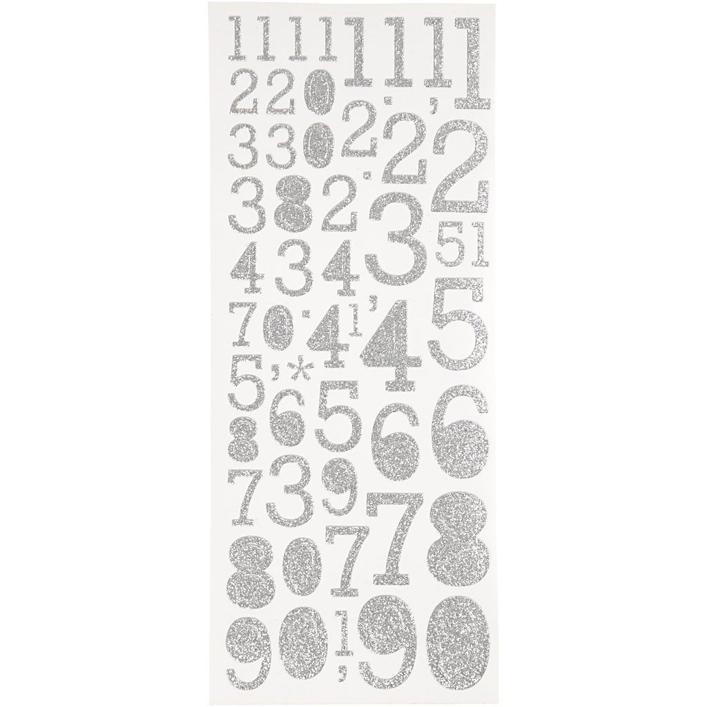 Focus Glitterstickers Silver Numbers