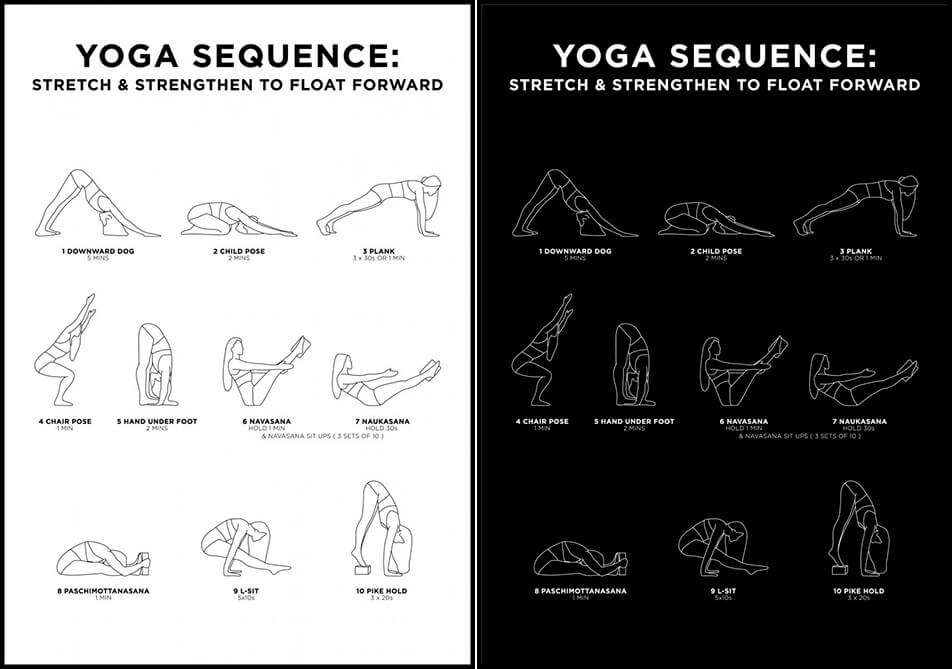 Yoga-poster i vitt eller svart
