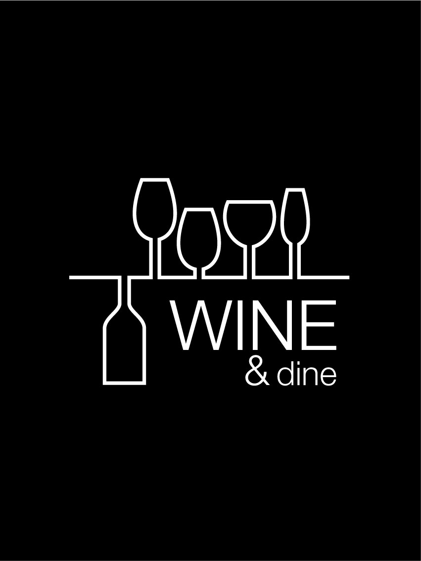 Wine & dine - Svart med vitt tryck Poster